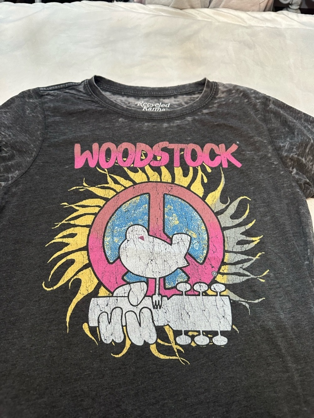 Recycled Karma Woodstock Peace Love & Music Burnout Tee Size Medium 38169 - Picture 5 of 10